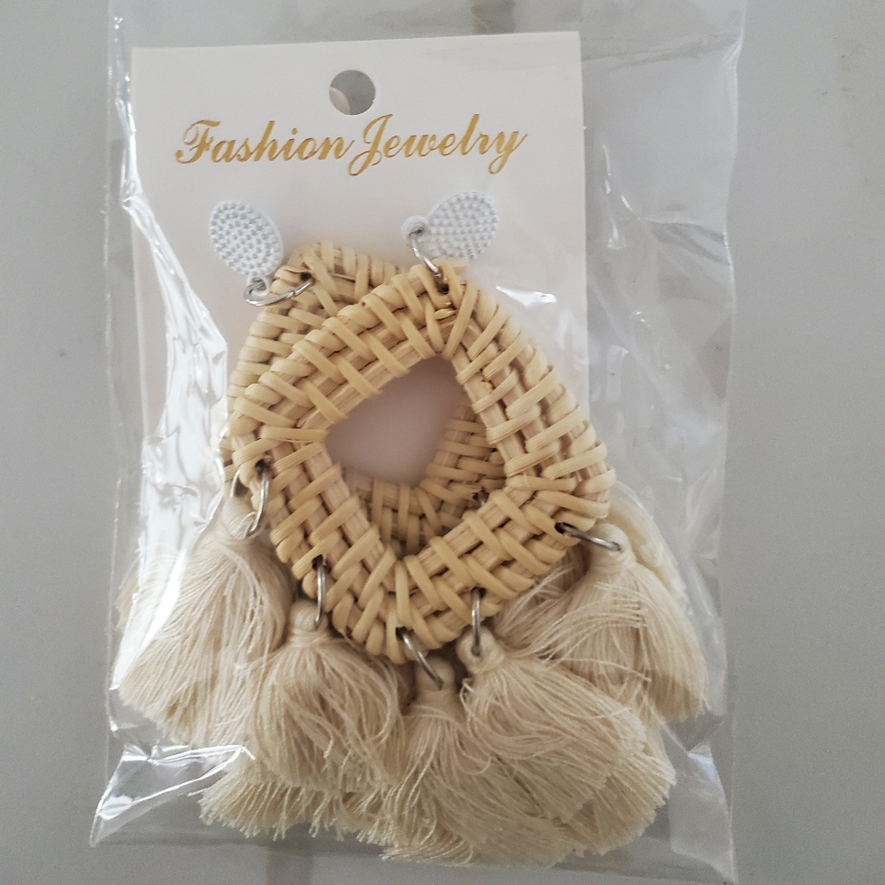 Tan dangly earrings
